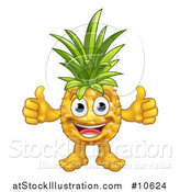 Vector Illustration of a Cartoon Happy Pineapple Mascot Character Giving Two Thumbs up by AtStockIllustration