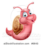 Vector Illustration of a Cartoon Happy Pink Snail by AtStockIllustration