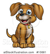 Vector Illustration of a Cartoon Happy Puppy Dog Sitting by AtStockIllustration