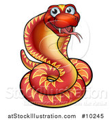 Vector Illustration of a Cartoon Happy Red Cobra Snake by AtStockIllustration