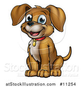 Vector Illustration of a Cartoon Happy Sitting Puppy Dog by AtStockIllustration