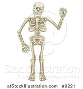 Vector Illustration of a Cartoon Happy Skeleton Waving by AtStockIllustration