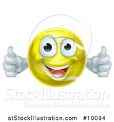 Vector Illustration of a Cartoon Happy Tennis Ball Mascot Giving Two Thumbs up by AtStockIllustration