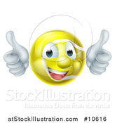 Vector Illustration of a Cartoon Happy Tennis Ball Mascot Giving Two Thumbs up by AtStockIllustration