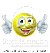 Vector Illustration of a Cartoon Happy Tennis Ball Mascot Giving Two Thumbs up by AtStockIllustration