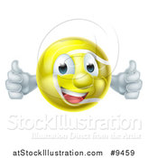 Vector Illustration of a Cartoon Happy Tennis Ball Mascot Giving Two Thumbs up by AtStockIllustration