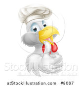 Vector Illustration of a Cartoon Happy White Chef Chicken Wearing a Toque Hat and Giving a Thumb by AtStockIllustration