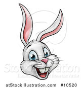 Vector Illustration of a Cartoon Happy White Easter Bunny Rabbit Face by AtStockIllustration