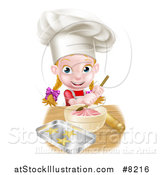 Vector Illustration of a Cartoon Happy White Girl Making Frosting and Star Cookies by AtStockIllustration