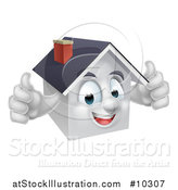 Vector Illustration of a Cartoon Happy White Home Character Giving Two Thumbs up by AtStockIllustration