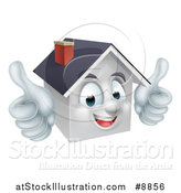 Vector Illustration of a Cartoon Happy White Home Mascot Giving Two Thumbs up by AtStockIllustration