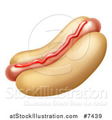 Vector Illustration of a Cartoon Hot Dog with a Strip of Ketchup by AtStockIllustration