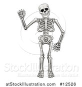 Vector Illustration of a Cartoon Human Skeleton Waving by AtStockIllustration