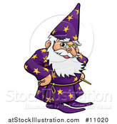 Vector Illustration of a Cartoon Old Wizard with Hands on His Hips by AtStockIllustration