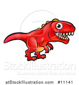 Vector Illustration of a Cartoon Red Tyrannosaurus Rex Dino by AtStockIllustration
