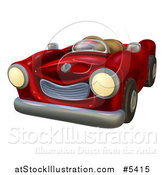 Vector Illustration of a Cartoon Red Vintage Convertible Car by AtStockIllustration