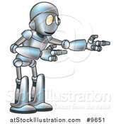 Vector Illustration of a Cartoon Robot Character Presenting by AtStockIllustration