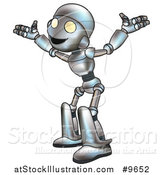 Vector Illustration of a Cartoon Robot Character Welcoming or Shrugging by AtStockIllustration