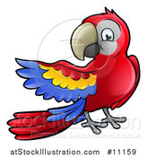 Vector Illustration of a Cartoon Scarlet Macaw Parrot Presenting to the Left by AtStockIllustration