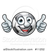 Vector Illustration of a Cartoon Soccer Ball Mascot Character Giving Two Thumbs up by AtStockIllustration