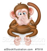 Vector Illustration of a Cartoon Speak No Evil Wise Monkey Covering His Mouth by AtStockIllustration