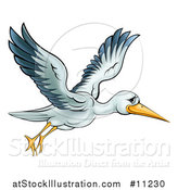 Vector Illustration of a Cartoon Stork Bird in Flight by AtStockIllustration