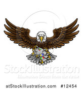 Vector Illustration of a Cartoon Swooping American Bald Eagle with a Video Game Controller in Its Claws by AtStockIllustration