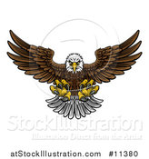 Vector Illustration of a Cartoon Swooping American Bald Eagle with Talons Extended, Flying Forward by AtStockIllustration