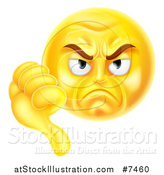 Vector Illustration of a Cartoon Unhappy Yellow Emoji Emoticon Giving a Thumb down by AtStockIllustration