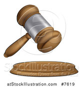 Vector Illustration of a Cartoon Wooden and Silver Judge or Auction Gavel by AtStockIllustration