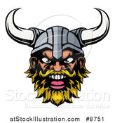 Vector Illustration of a Cartoon Yelling Blond Male Viking Warrior Face by AtStockIllustration