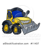 Vector Illustration of a Cartoon Yellow Bulldozer by AtStockIllustration