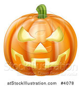Vector Illustration of a Carved Jackolantern Halloween Pumpkin with an Evil Grin by AtStockIllustration