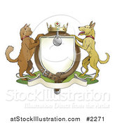 Vector Illustration of a Cat and Dog Pets Coat of Arms with a Collar by AtStockIllustration