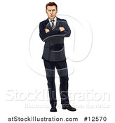 Vector Illustration of a Caucasian Businessman Standing with Folded Arms by AtStockIllustration