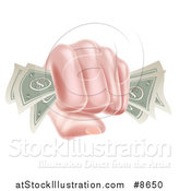 Vector Illustration of a Caucasian Hand Fisted and Holding Cash Money by AtStockIllustration