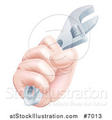 Vector Illustration of a Caucasian Hand Gripping a Spanner Wrench by AtStockIllustration