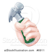 Vector Illustration of a Caucasian Hand Holding a Hammer by AtStockIllustration