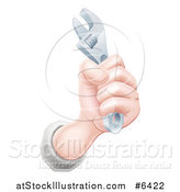 Vector Illustration of a Caucasian Worker Man's Hand Holding a Spanner Wrench by AtStockIllustration