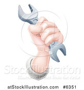 Vector Illustration of a Caucasian Worker Man's Hand Holding a Wrench by AtStockIllustration