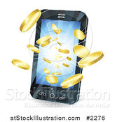 Vector Illustration of a Cell Phone Spitting out Coins by AtStockIllustration
