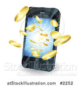 Vector Illustration of a Cell Phone with Coins by AtStockIllustration