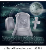 Vector Illustration of a Cemetery Tombstone with Rip Dollar on It by AtStockIllustration