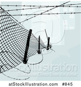 Vector Illustration of a Chainlink Fence with Barbed Wire Along the Top and Bottom to Keep Intruders in or out by AtStockIllustration