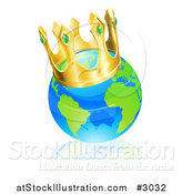 Vector Illustration of a Champion Globe Wearing a Kings Crown by AtStockIllustration