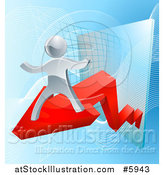 Vector Illustration of a Chart with a 3d Silver Man on a Red Arrow by AtStockIllustration