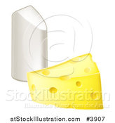Vector Illustration of a Cheese Wedge and Piece of Chalk by AtStockIllustration