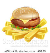 Vector Illustration of a Cheeseburger and French Fries by AtStockIllustration