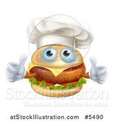 Vector Illustration of a Cheeseburger Chef Character Holding Two Thumbs up by AtStockIllustration