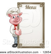 Vector Illustration of a Chef Pig Giving a Thumb up Around a Menu Board by AtStockIllustration